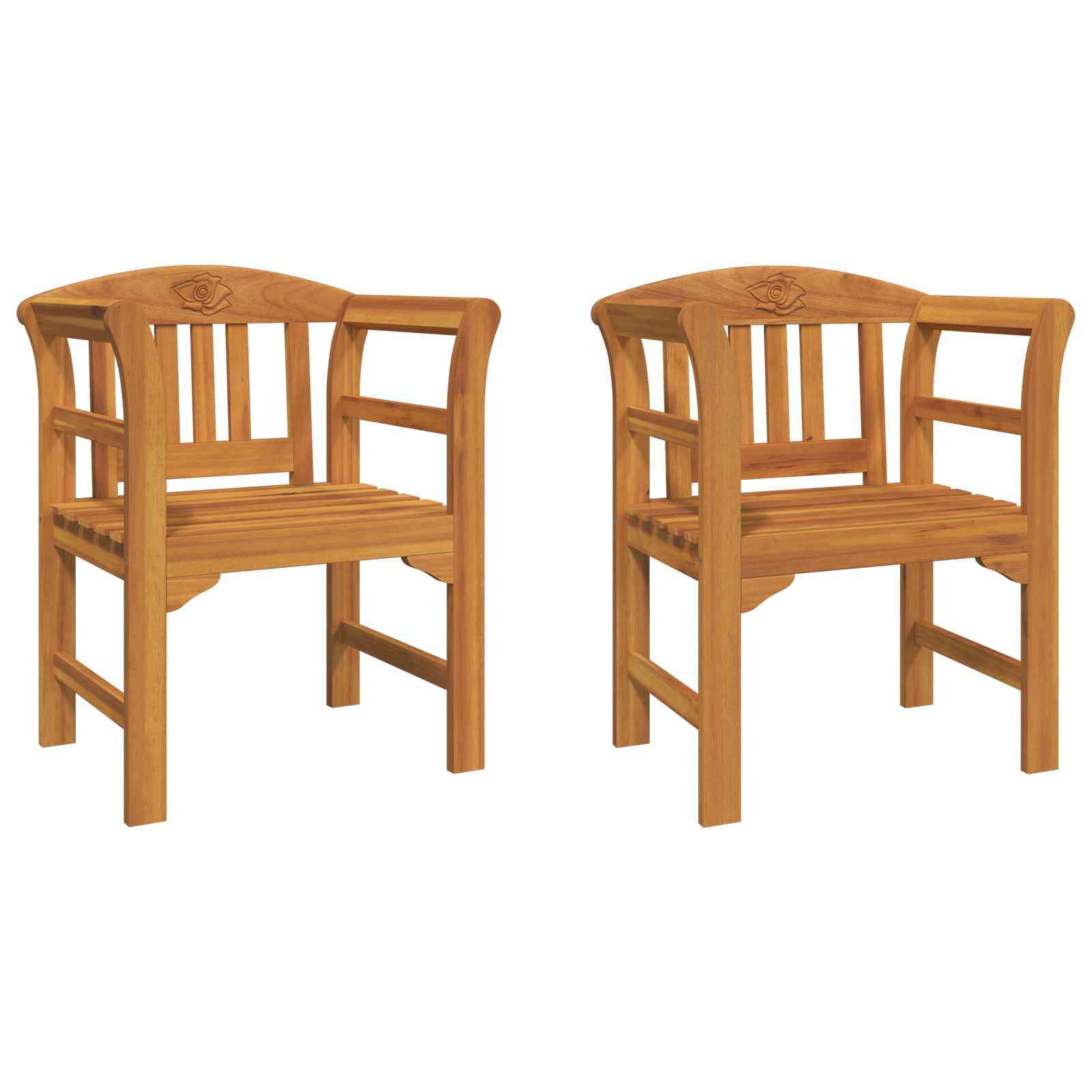 2x Krzesło Ogrodowe z Podłokietnikami Drewniane Kremowobiałe