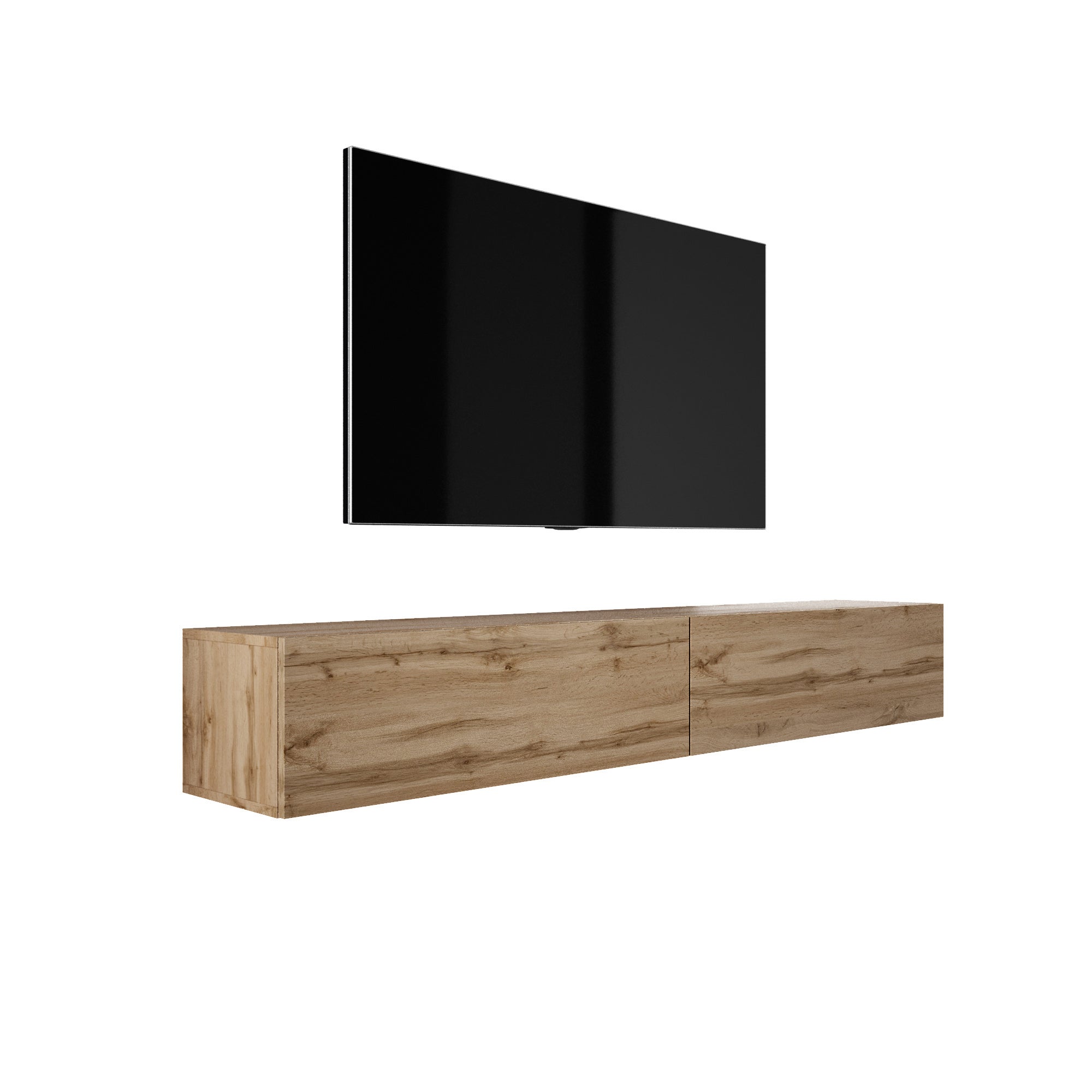 Szafka RTV podwieszana, (2 x 100) x 34 x 32 cm, Dąb Wotan