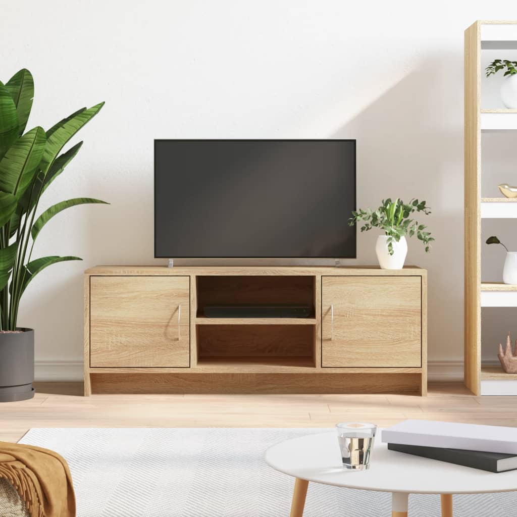 Stojak na telewizor vidaXL z inżynieryjnego drewna 102x30x37,5 cm 4 przegrody
