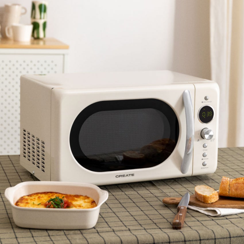 CREATE - MICROWAVE RETRO - Kuchenka mikrofalowa 20 l z grillem cyfrowym 900 W - Blanc cassé