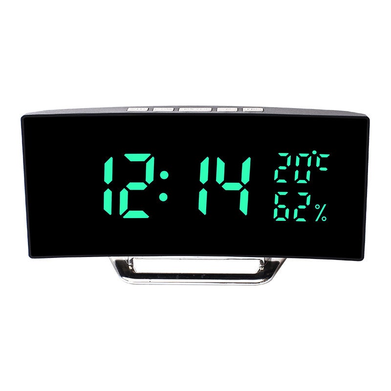 Cyfrowy budzik, zegar nocny LED, 12/24 godziny, 2 alarmy, temperatura i wilgotność, regulowana jasność, drzemka, zasilanie USB, funkcja pamięci
