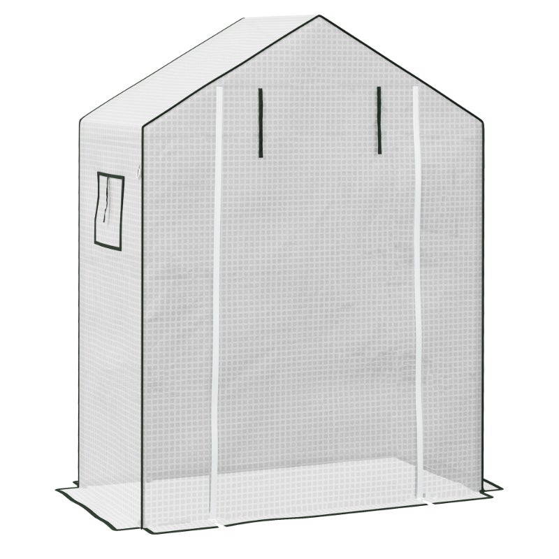 Pokrowiec zapasowy do szklarni 140x73x190 cm - wzmocniony PE, UV, drzwi i okna zapinane na zamek