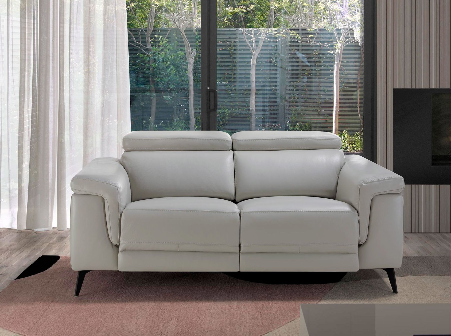 ANGEL CERDA 2-osobowa sofa relaksacyjna z szarej skóry