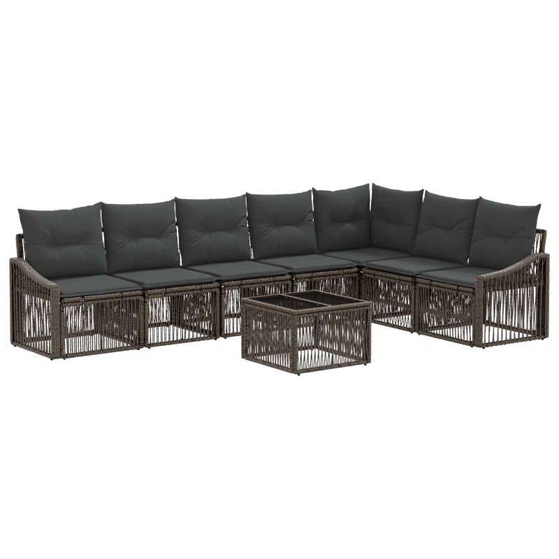 Zestaw Sof na Ogród 8 pcs Szary polirattan vidaXL