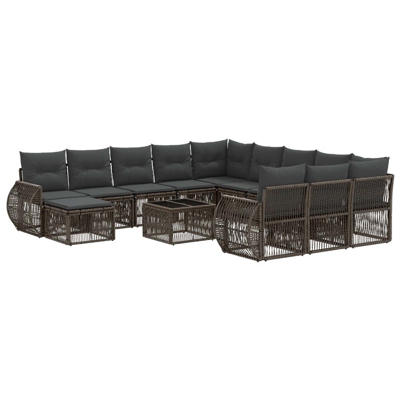 Zestaw Sof na Ogród 13 pcs Szary polirattan vidaXL