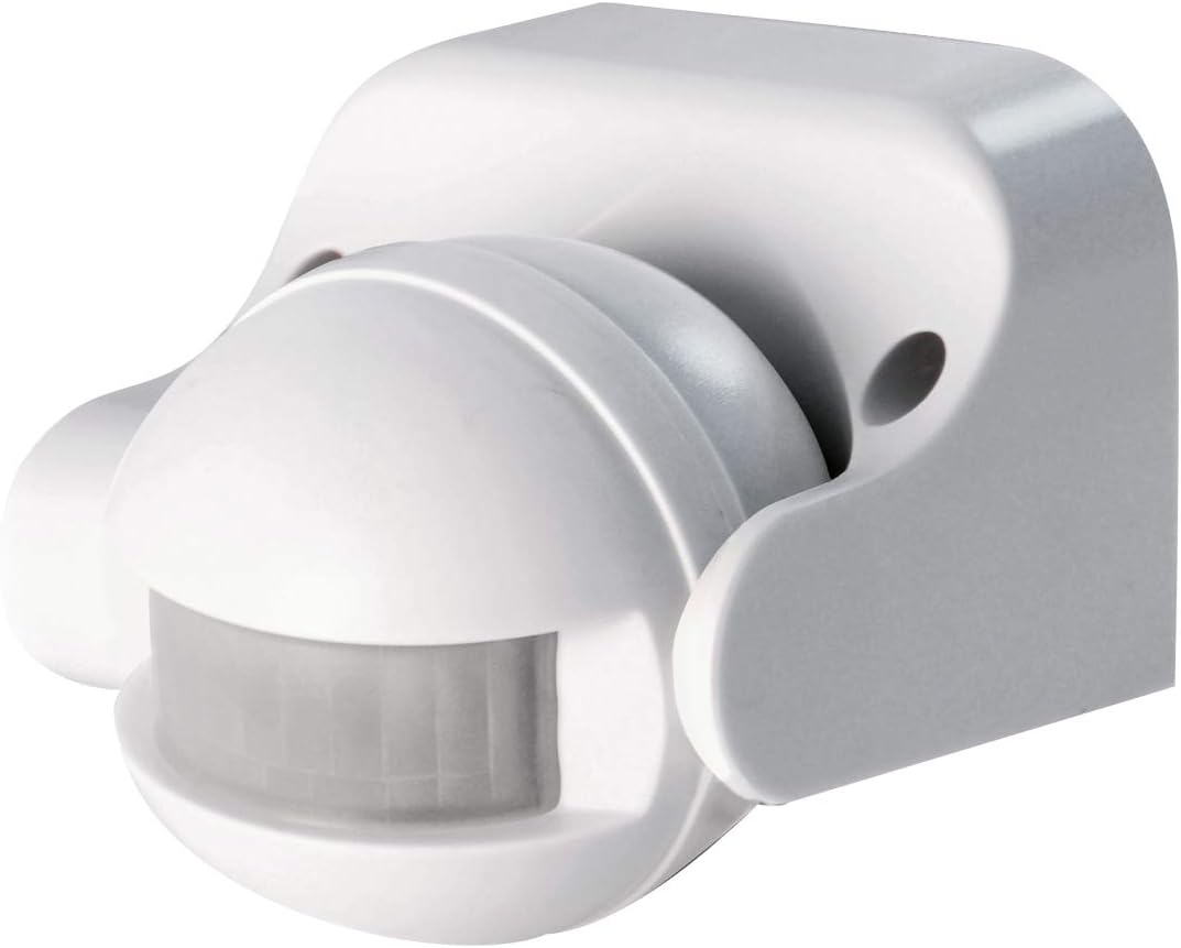 Czujnik Ruchu do Oświetlenia Zewnętrznego, Zasięg Detekcji 12 m na Otwartym Terenie, Kąt 180°, IP44, LightSensor Biały