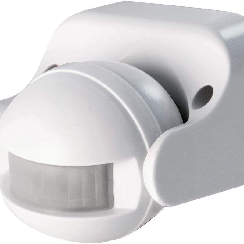 Czujnik Ruchu do Oświetlenia Zewnętrznego, Zasięg Detekcji 12 m na Otwartym Terenie, Kąt 180°, IP44, LightSensor Biały
