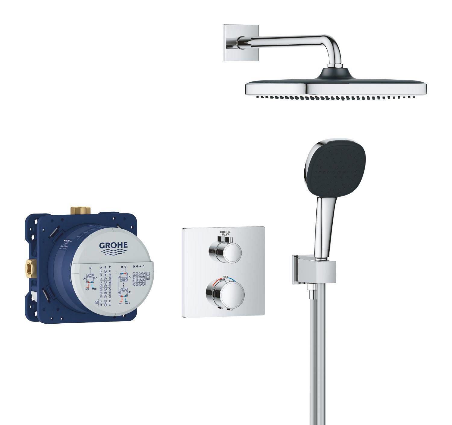 Zestaw prysznicowy podtynkowy termostatyczny GROHE Precision srebrny