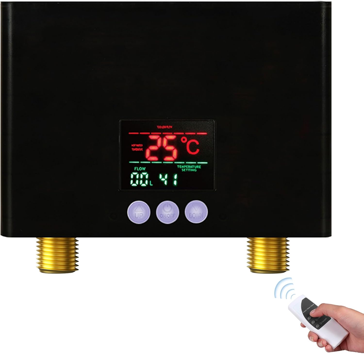 Podgrzewacz wody elektryczny, 5500 W, 220 V, z wyświetlaczem cyfrowym i pilotem, czarny.