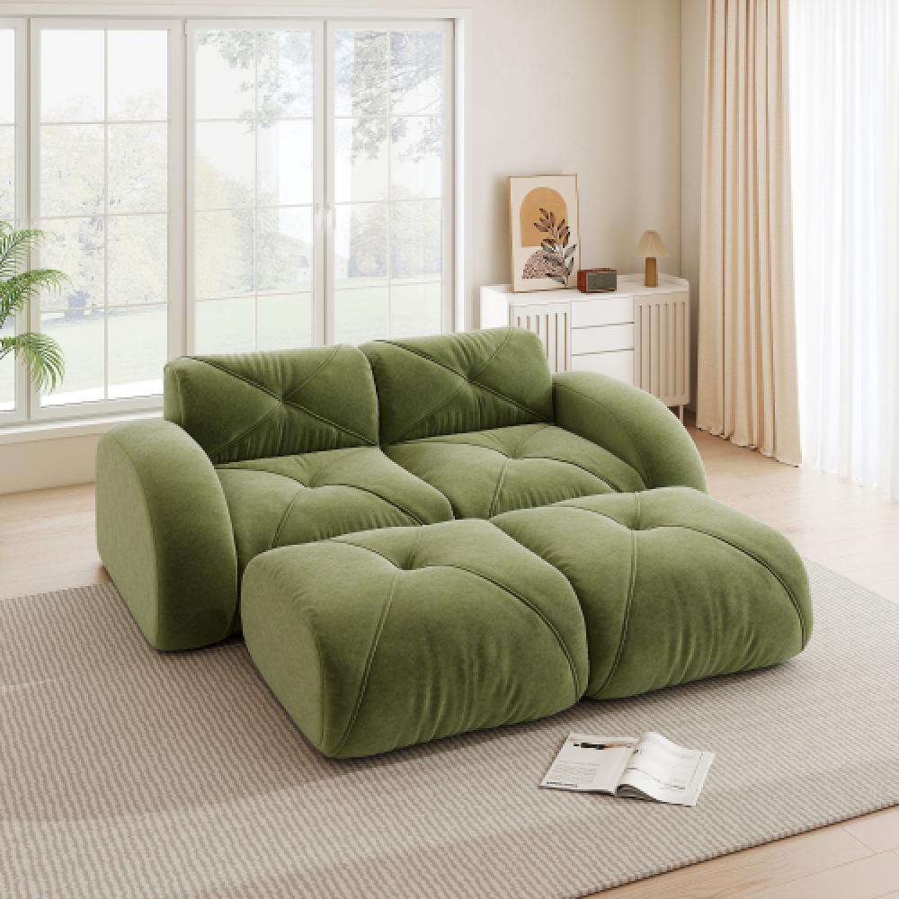 Sofa bezramowa, modułowa sofa 2-osobowa, pianka o wysokiej gęstości 32D, wygodna tkanina szenilowa, konstrukcja antypoślizgowa, nie wymaga montażu.