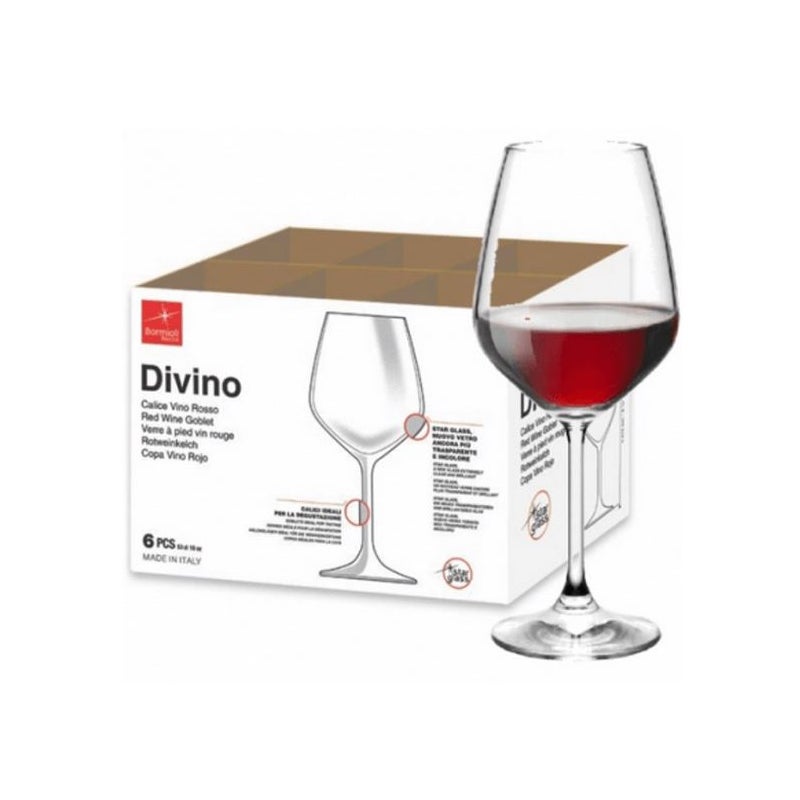 Zestaw 6 kieliszków do czerwonego wina Divino cl 53 Transparent Bormioli Rocco