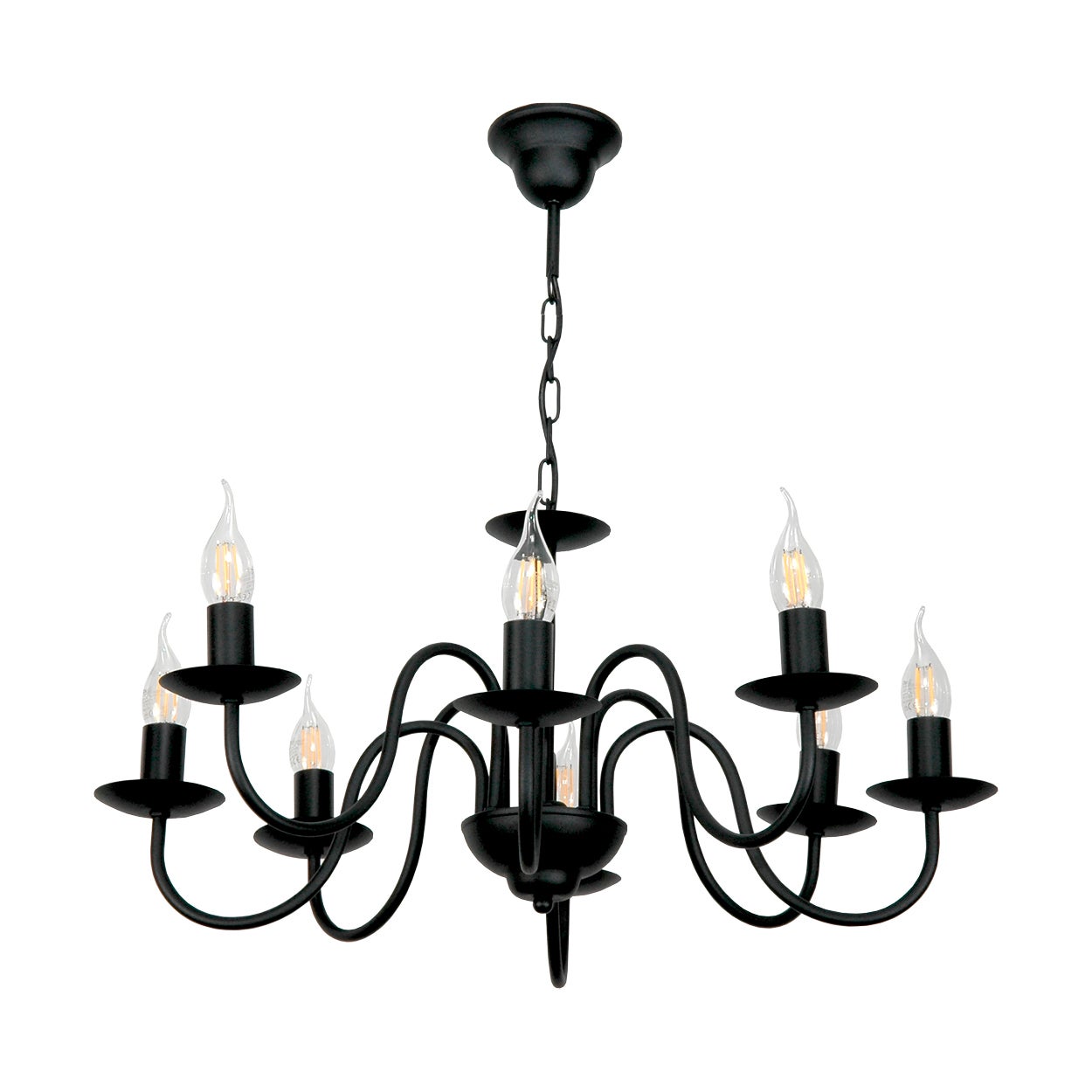 Żyrandol czarny do salonu 8xE14 KANDELE industrialny loft świecznikowy 63x65cm Edylit