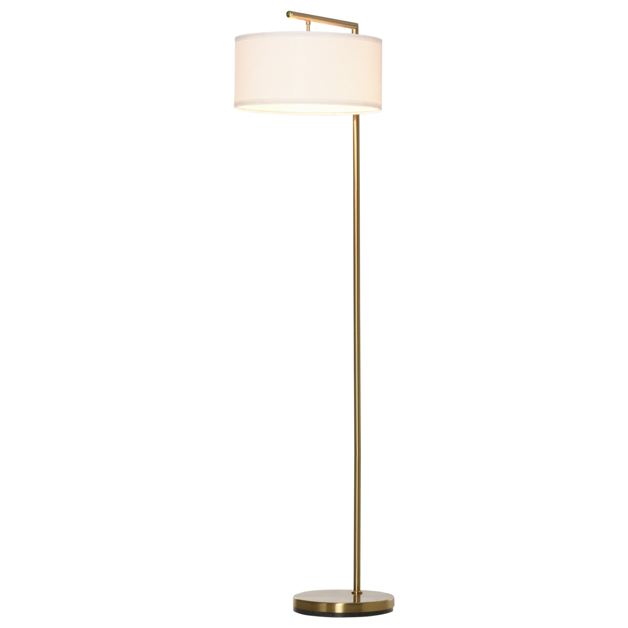 Lampa podłogowa 47 × 37 × 153 cm, Gold, Canvas, E27, 40 W, do salonu i sypialni, dekoracyjne stabilne oświetlenie z abażurem