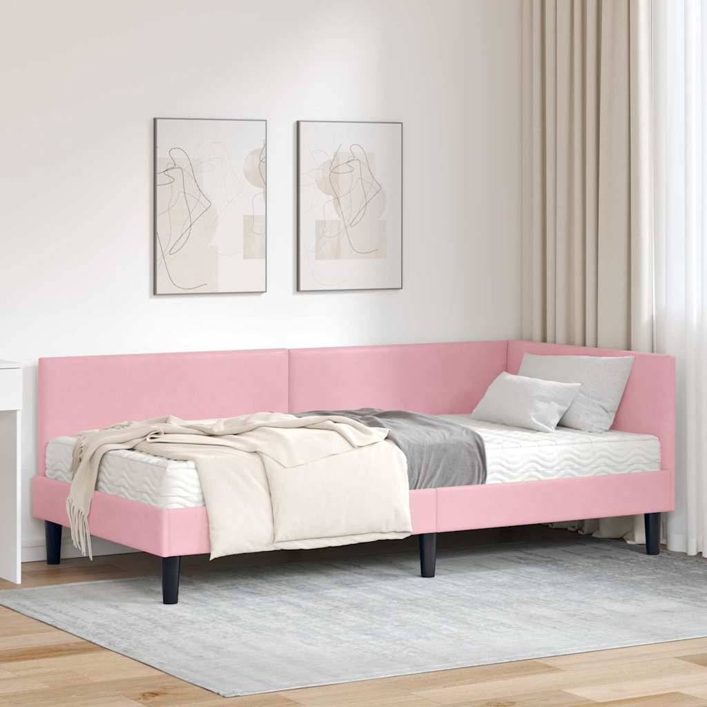 Rama Łóżka Narożnego z Materacem Inny 2 pcs Szary Aksamit vidaXL