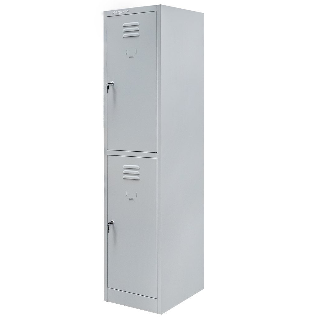 Szafka metalowa ubraniowa skrytkowa BHP dwudrzwiowa Mega-M J-40/2 szara 40x50x180 cm skręcana