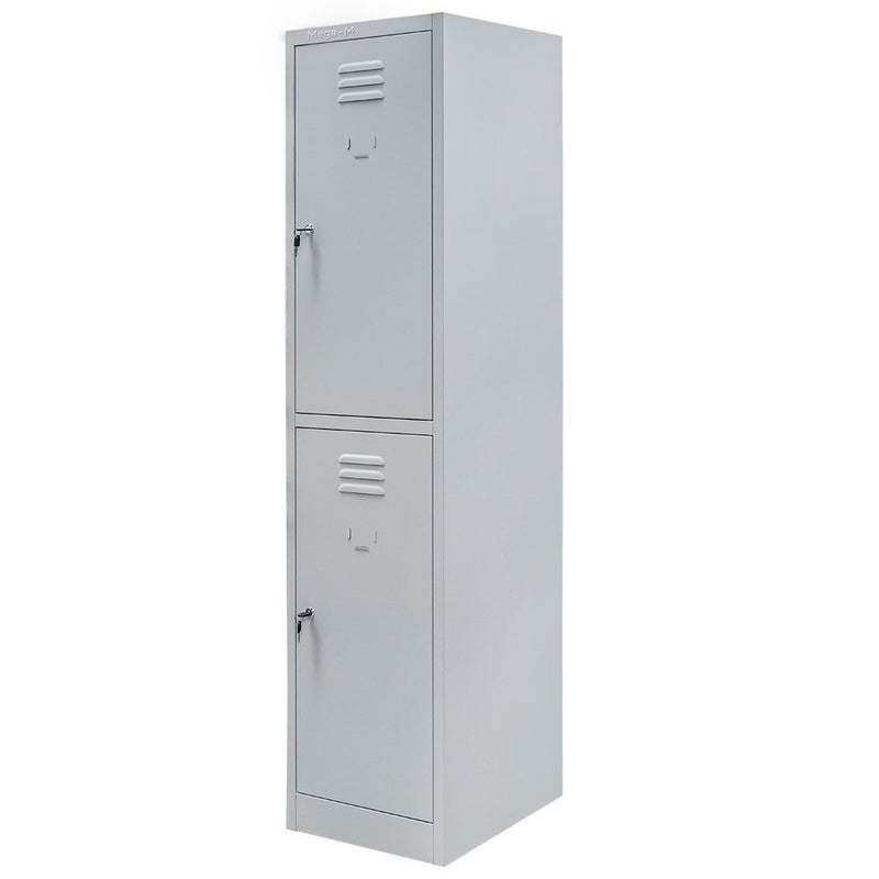 Szafka metalowa ubraniowa skrytkowa BHP dwudrzwiowa Mega-M J-40/2 szara 40x50x180 cm skręcana