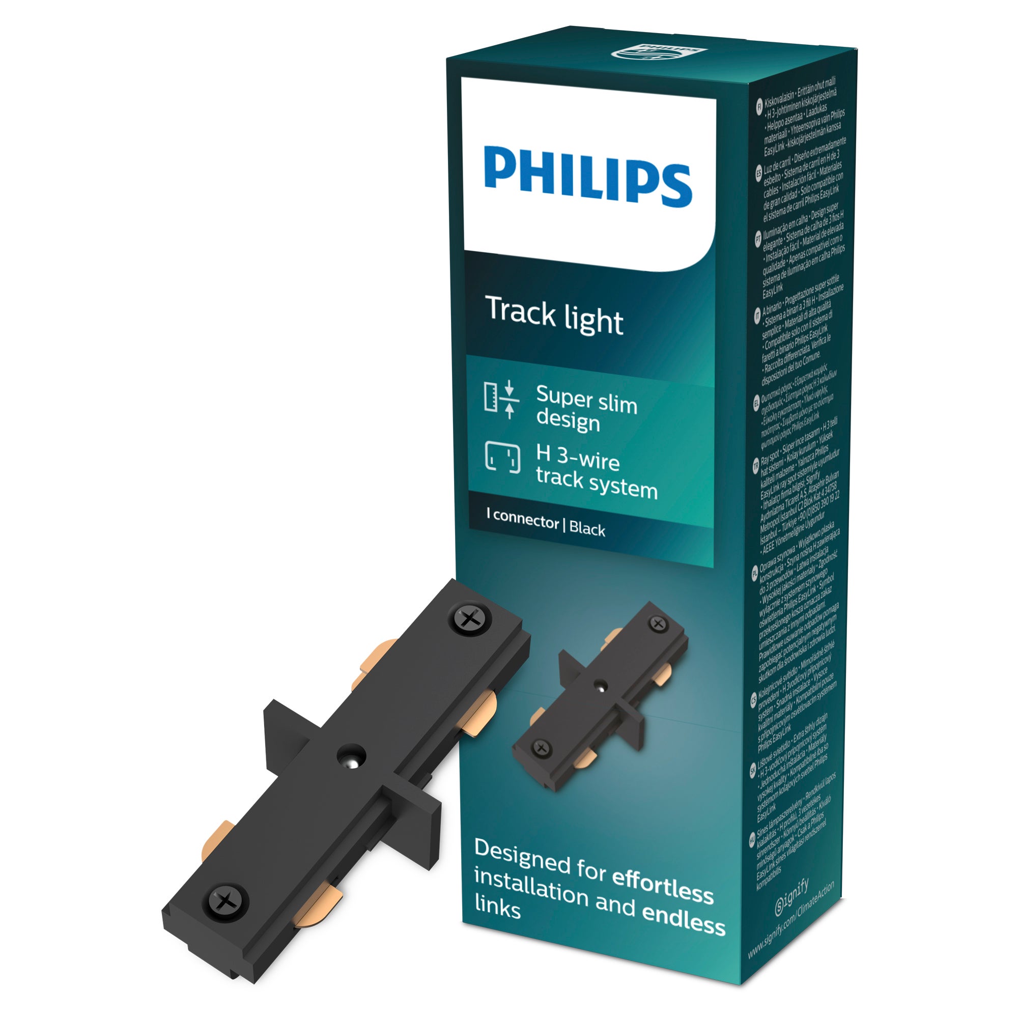 Łącznik Liniowy Wewnętrzny Złącze do Szyn Oświetleniowych Szynoprzewodów LED Jednofazowych Czarny EasyLink Philips