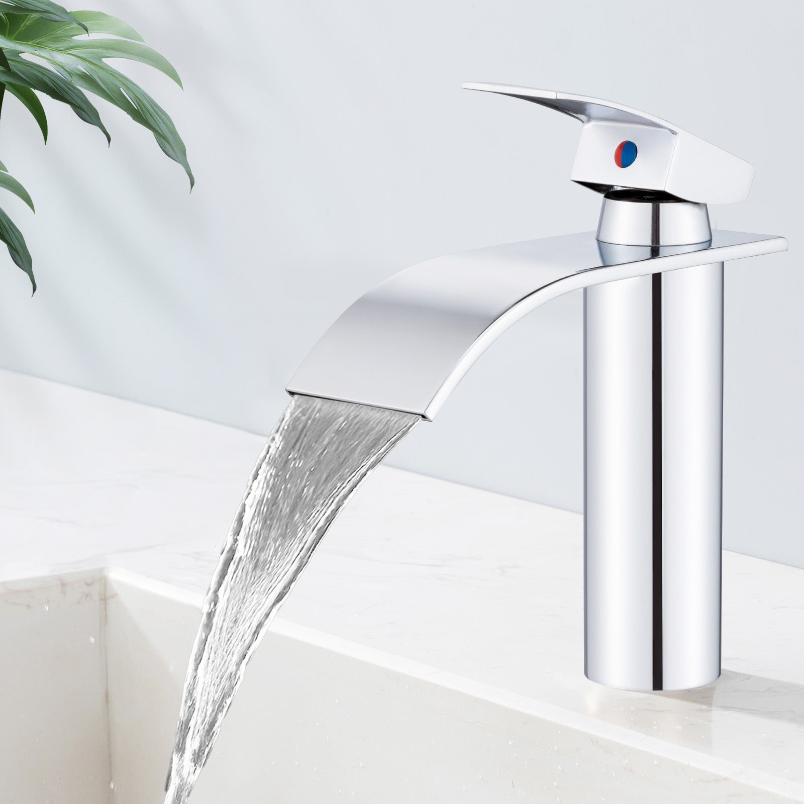 Kaskadowa bateria łazienkowa Nowoczesny design Jednouchwytowa bateria umywalkowa Chrom Stal nierdzewna