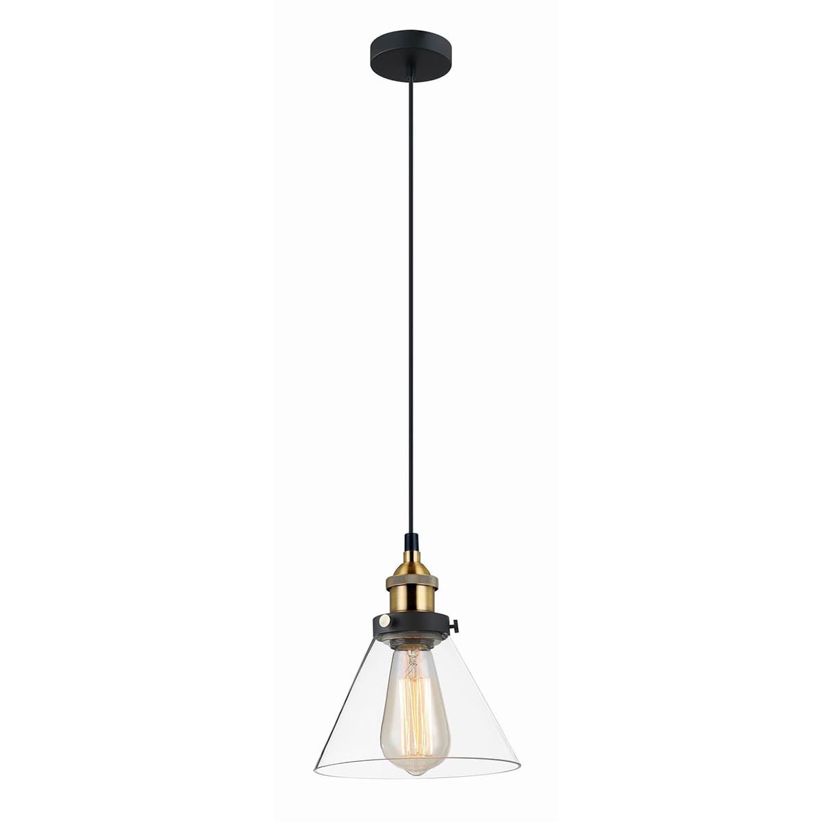 Lampa wisząca Getan czarno-złota-przezroczysty 1xE27x60W szkło wym:110x18x18cm IP20 Italux