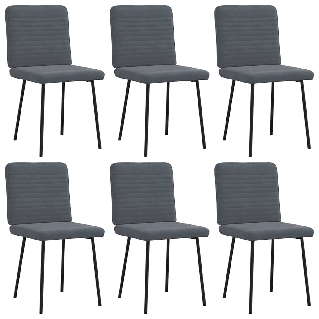 Krzesła stołowe, 6 szt., ciemnoszare, obite aksamitem