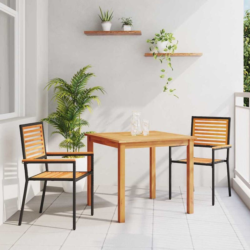 Zestaw do jadalni w ogrodzie 3 pcs Czarny Lite Drewno Akacji vidaXL