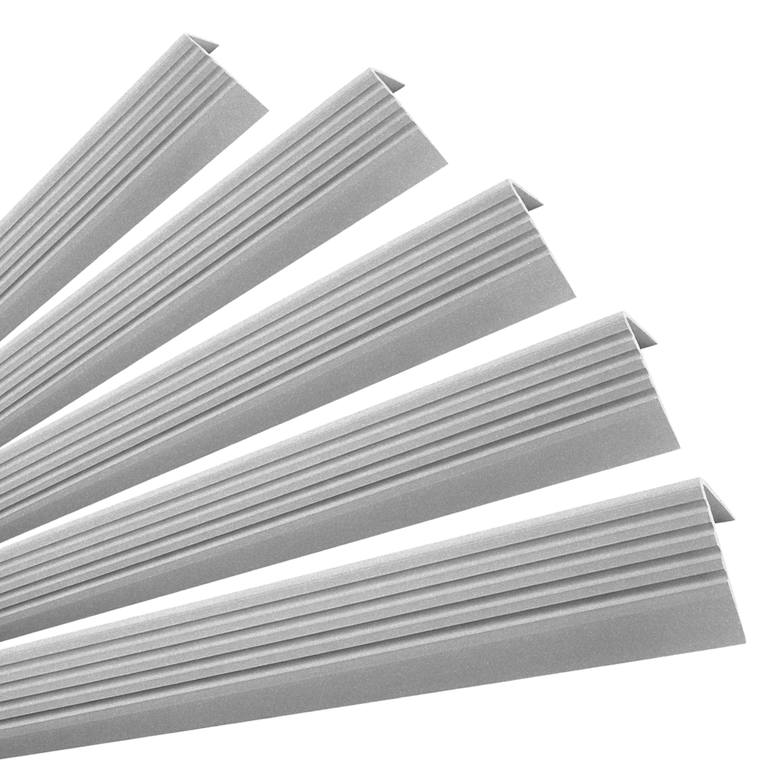 5x Profil schodowy samoprzylepny 50x42 mm PVC na krawędzie stopni z ryflowaniem - 100 cm, srebrny