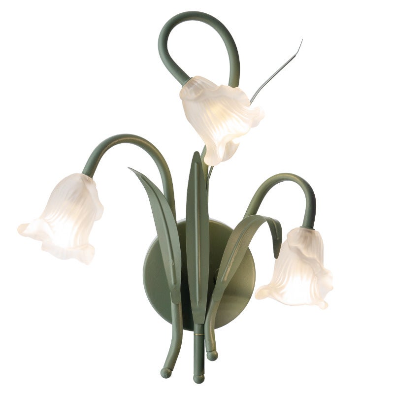 Trzylampowa lampa ścienna w kształcie kwiatu, lampa ścienna w kolorze zielonym retro, lampa ścienna dekoracyjna (1 sztuka)