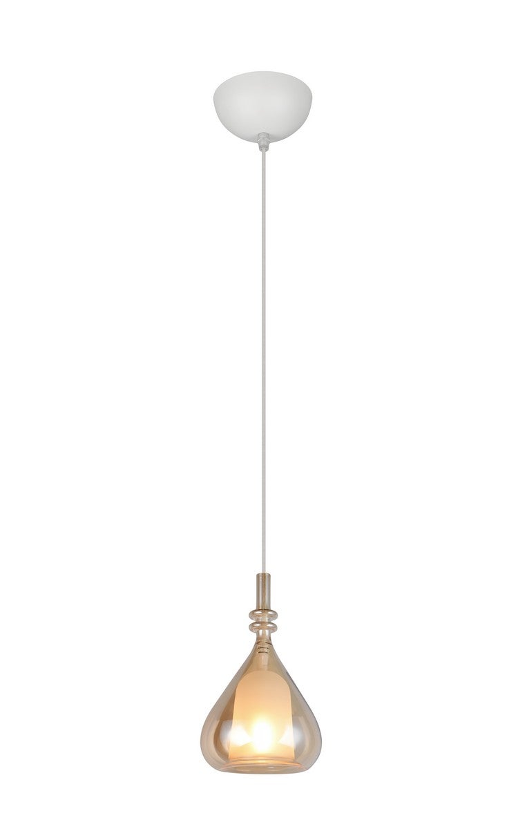 Lampa wisząca ALDEA biało-bursztynowy 1xE14x10W szkło wym:200x12x12cm IP20 Trio