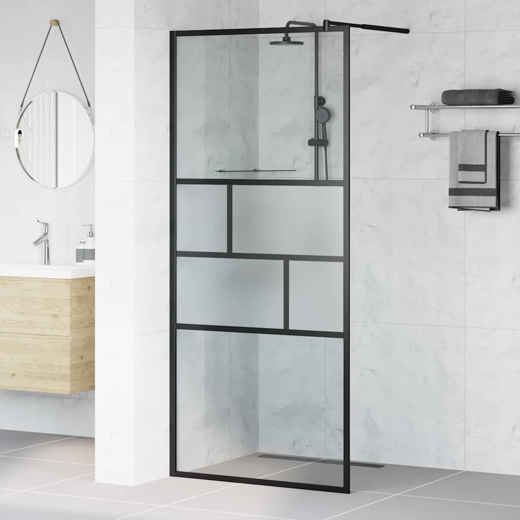 Ściana prysznicowa typu walk-in Czarny 90 x 195 x 0,5 cm vidaXL