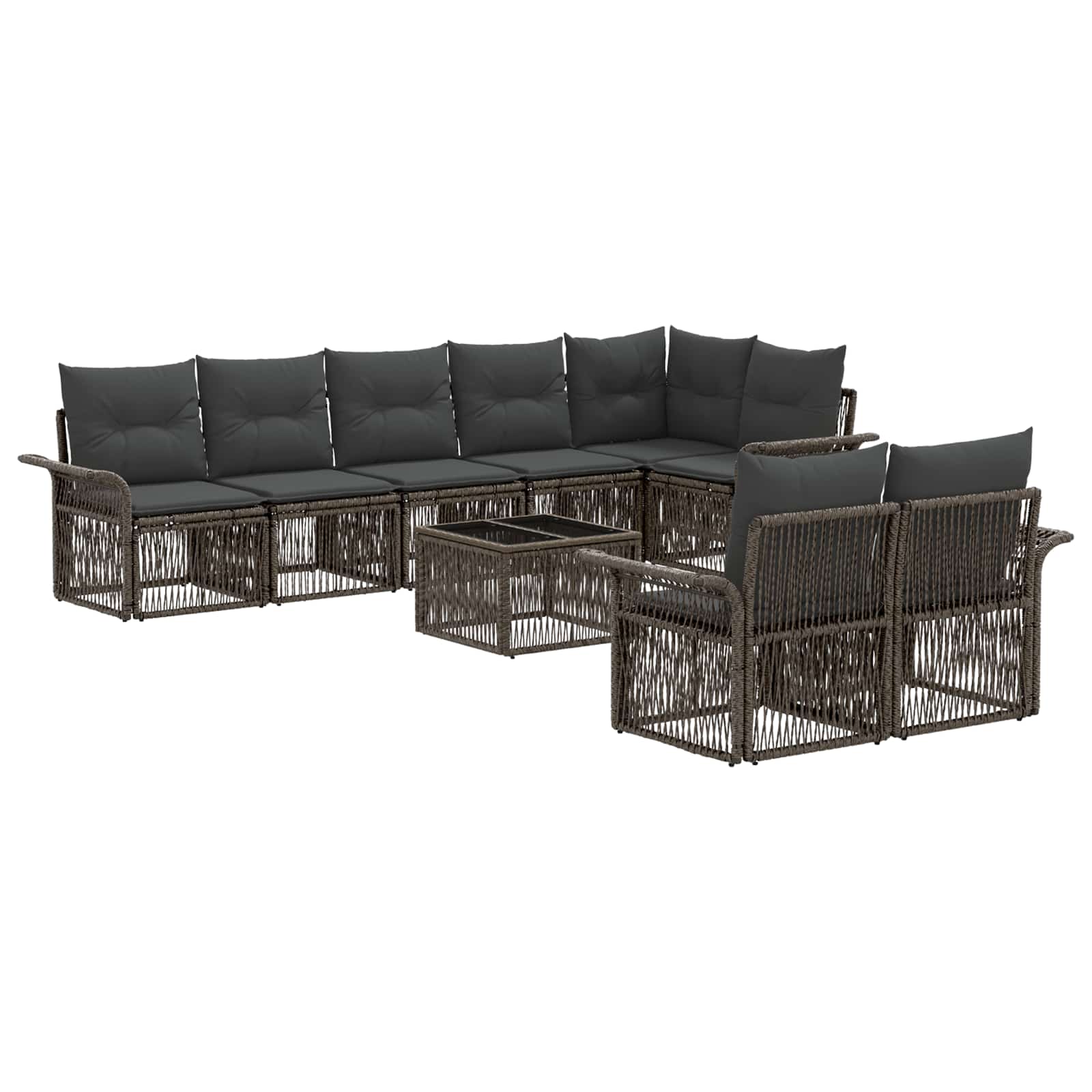 Zestaw Sof na Ogród 9 pcs Szary polirattan vidaXL