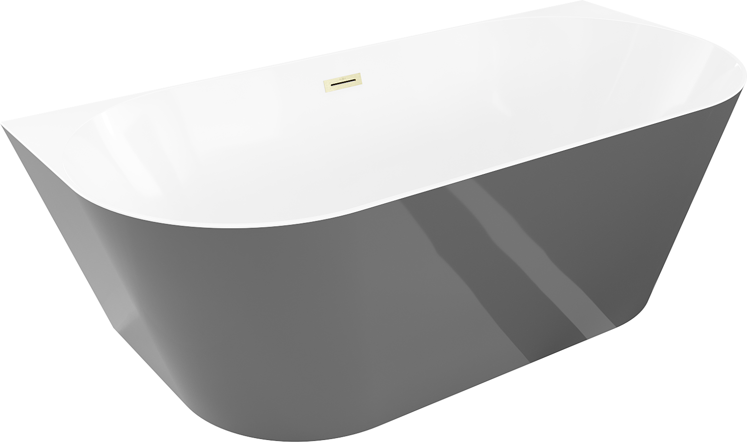 Mexen Oval Sim wanna wolnostojąca przyścienna 170 x 80 cm, biała/szara, przelew złoty szczotkowany - 52661708062-55