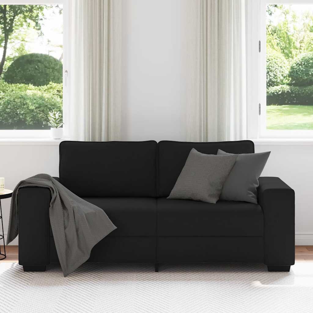 Sofa 2-osobowa, czarna, 180x77x82 cm, tapicerowana tkaniną