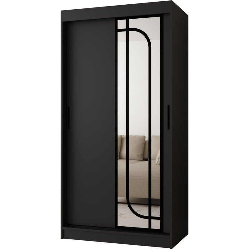 Szafa przesuwna z lustrem ALABAMA 100 x 62 x 200 czarny + u. czarny