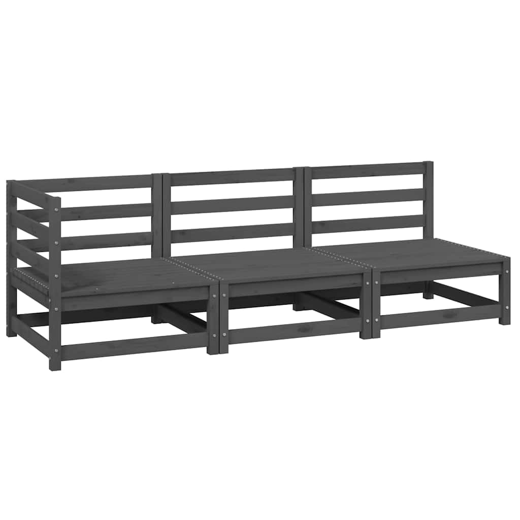 Sofa Ogrodowa Modułowa 3-Osobowa Drewniana Szara na Taras