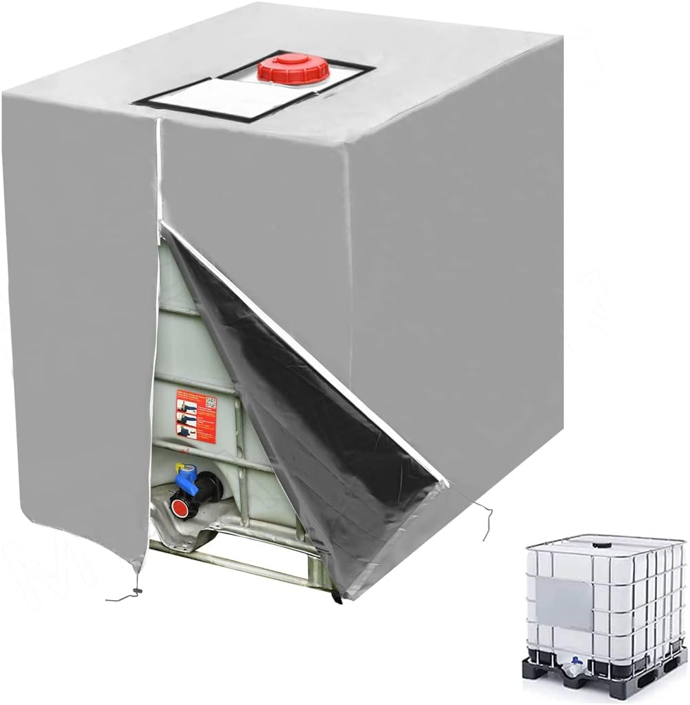 Pokrowiec na zbiornik IBC 1000L 420D - plandeka ochronna odporna na promieniowanie UV i kurz z zamkiem błyskawicznym 116x100x120 cm