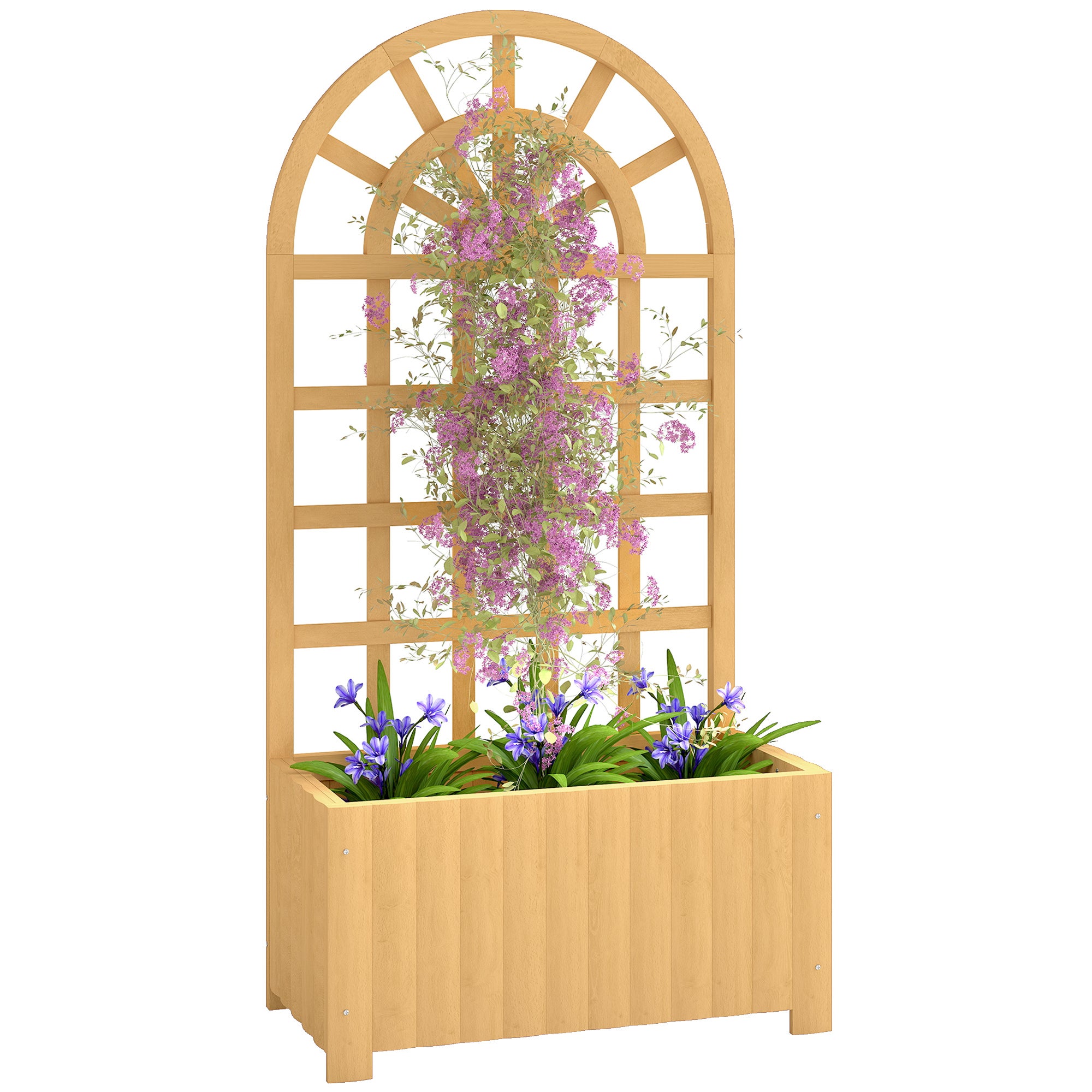 Drewniana donica kratowa z drenażem na warzywa, kwiaty, zioła 60x30x120 cm Naturalna