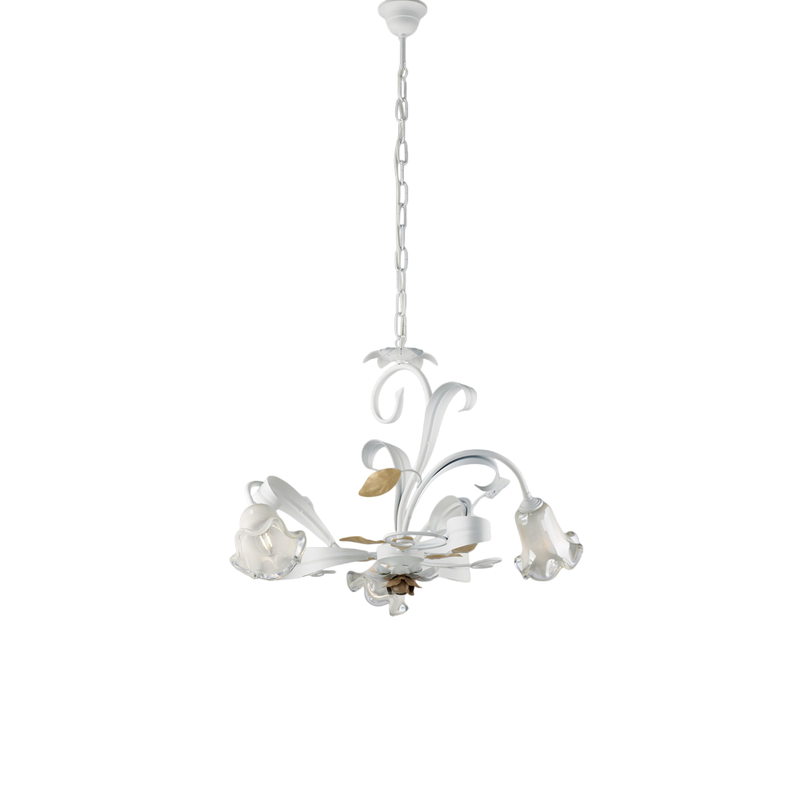 Lampadario in ferro laccato bianco shabby 3 luci H.44 - MAX 104 - Ø59
