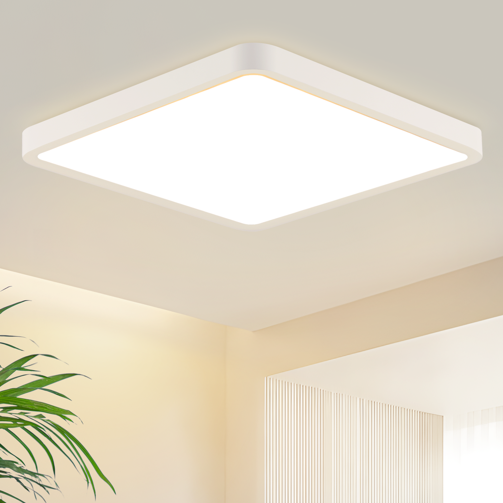 NETTLIFE Płaska lampa sufitowa LED 23CM 3000 18W kwadratowa sypialnia biała dioda LED na stałe zintegrowana