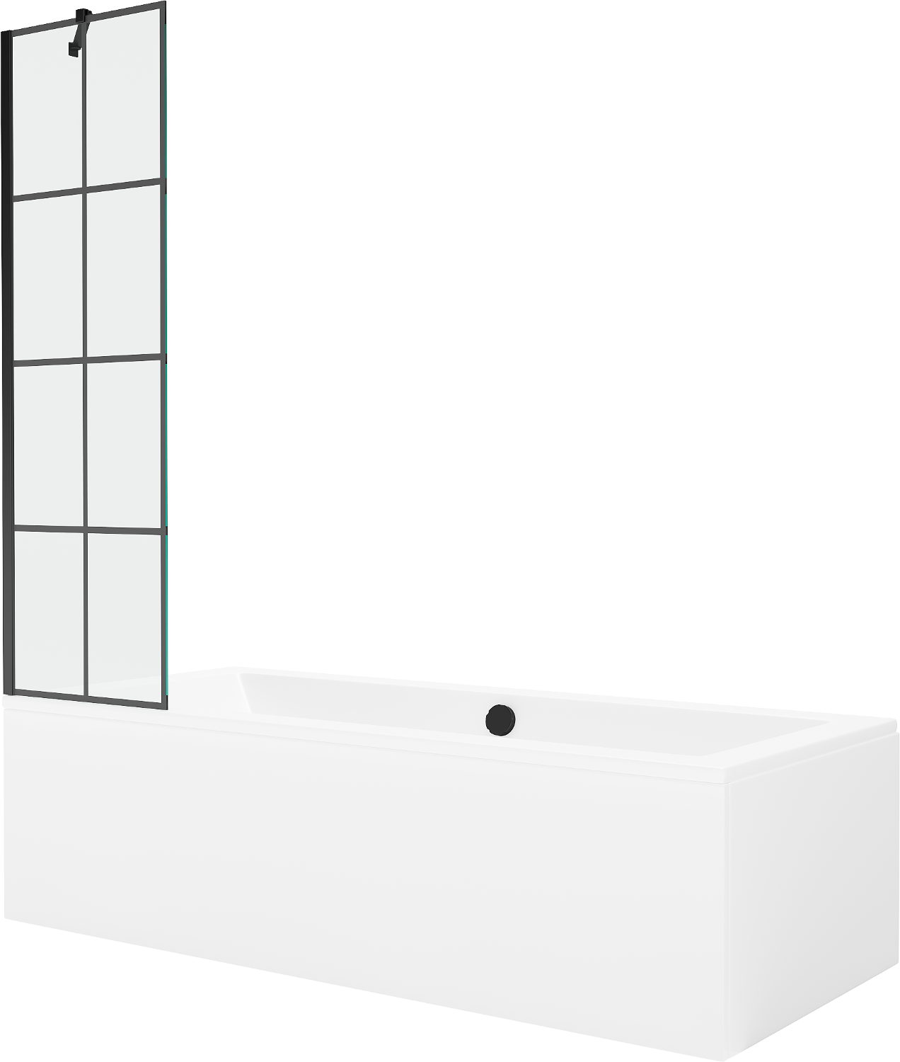 Mexen Cube wanna prostokątna 180 x 80 cm z obudową i parawanem 1-skrzydłowym 50 cm, czarny wzór - 550518080X9505007077