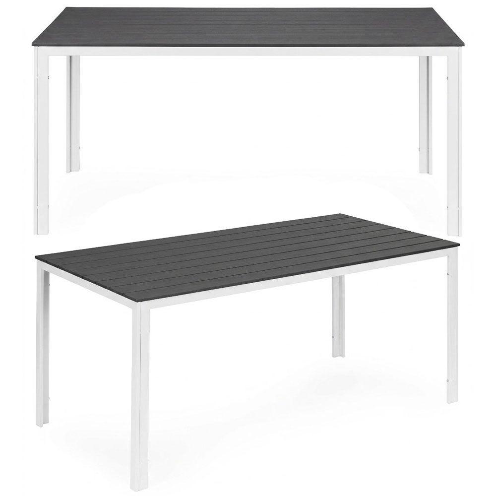 Stół ogrodowy 6-osobowy 156x78 cm polywood meble na taras szare białe MultiGarden