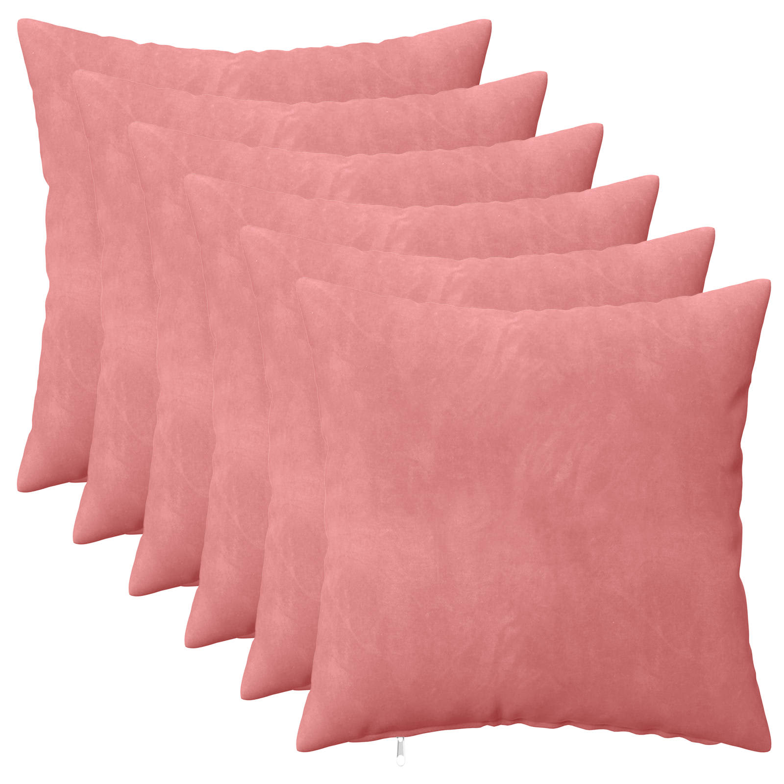 6x Poduszka Dekoracyjna 45x45 cm Welurowa z Wypełnieniem Różowa do Salonu