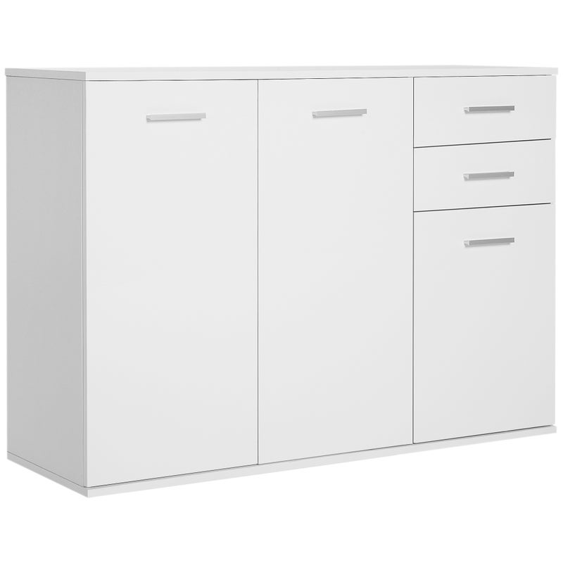 Biała komoda 106x35x76 z regulowanymi drewnianymi szufladami do biura i salonu