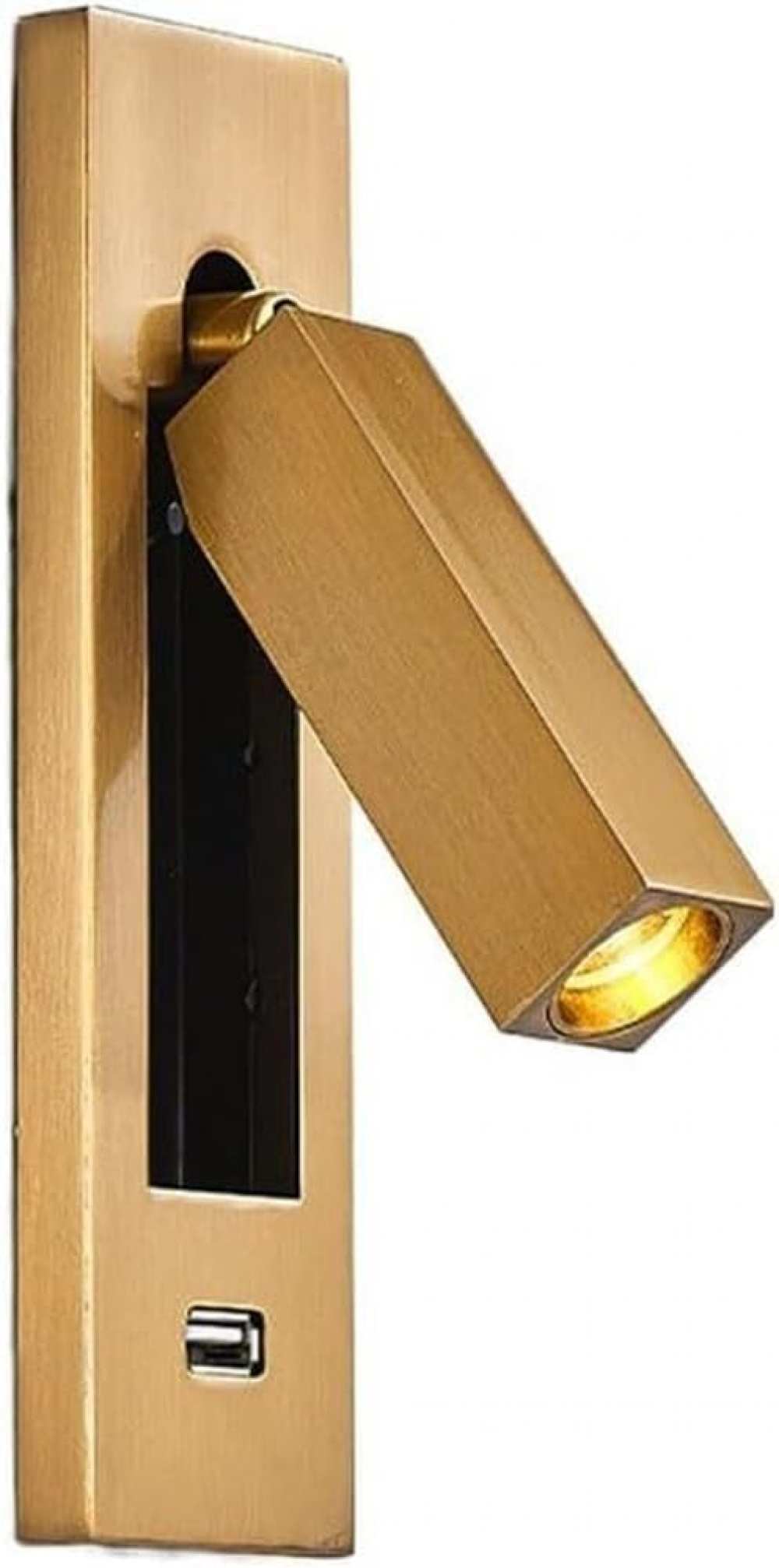 Wpuszczany reflektor LED, lampka nocna, z portem ładowania USB, światło białe 3W (złote)
