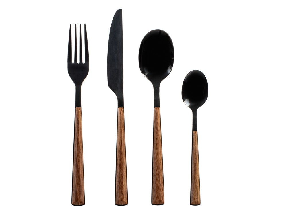 Conjunto de talheres H&H Sylva de 24 peÃ§as em aÃ§o inoxidÃ¡vel preto polido