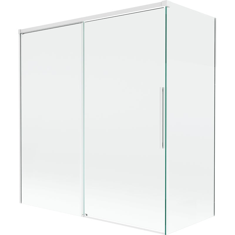Mexen Rox parawan nawannowy 2-skrzydłowy rozsuwany 150 + 70 x 150 cm, transparent, biały - 8C9-150-070-20-00