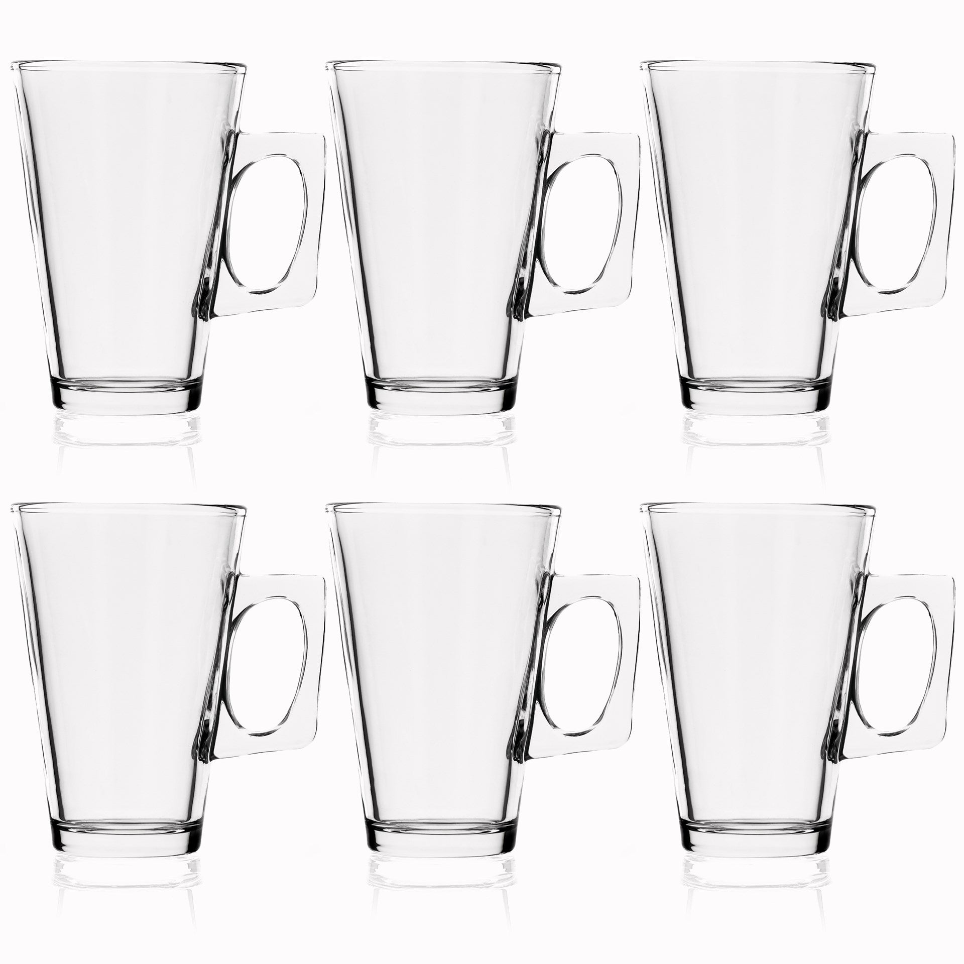 Szklanki do latte 255 ml eleganckie wysokie kubki do kawy mrożonej deserów, z uchem 6 szt.