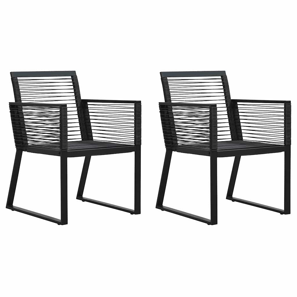 2x Krzesło Ogrodowe Czarne z Rattanu PVC z Podłokietnikami