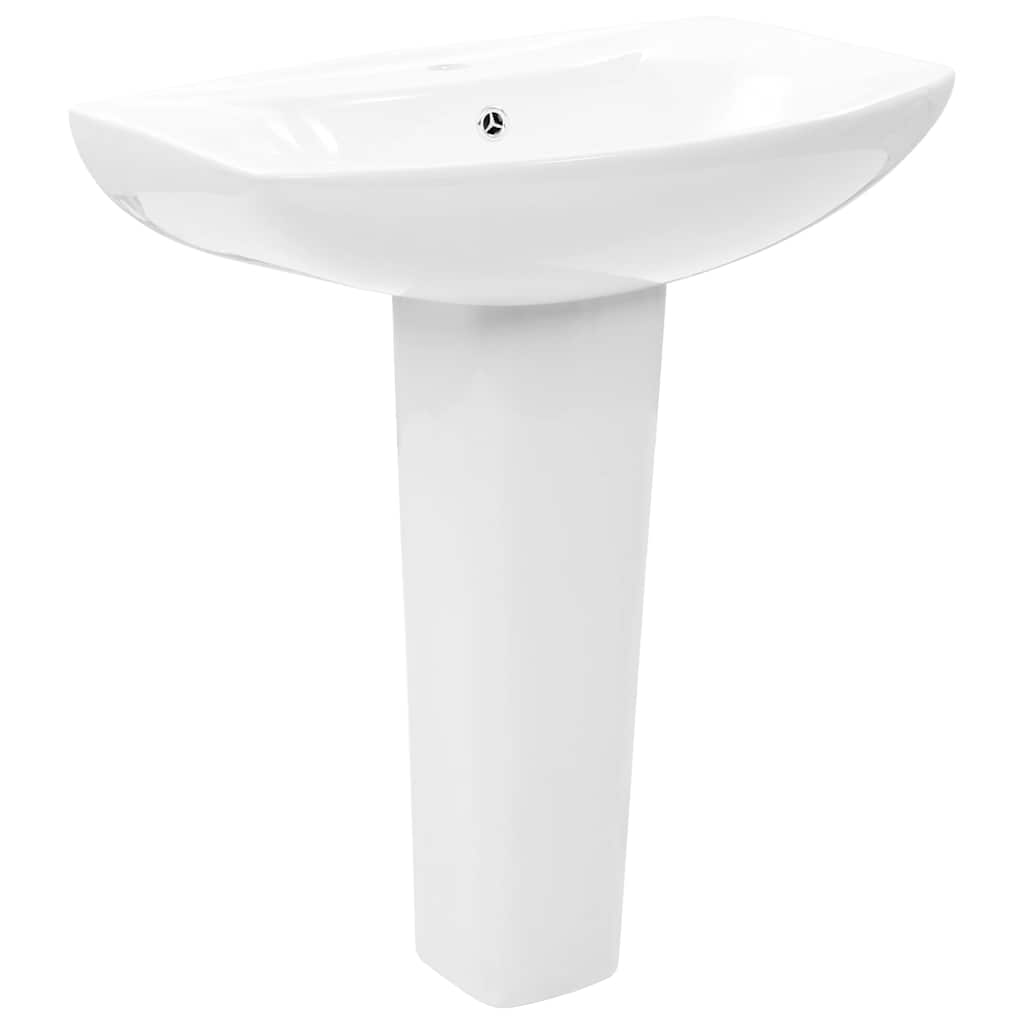 Umywalka Wolnostojąca Ceramiczna Biała do Łazienki 65 cm