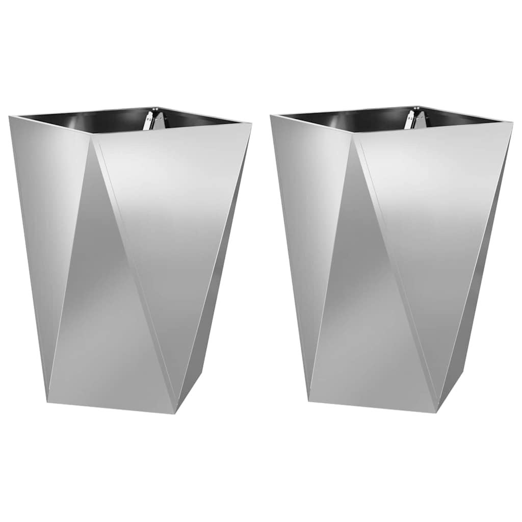 Donica 2 szt. Srebrny 50 x 50 x 75 cm Stal Galwanizowana