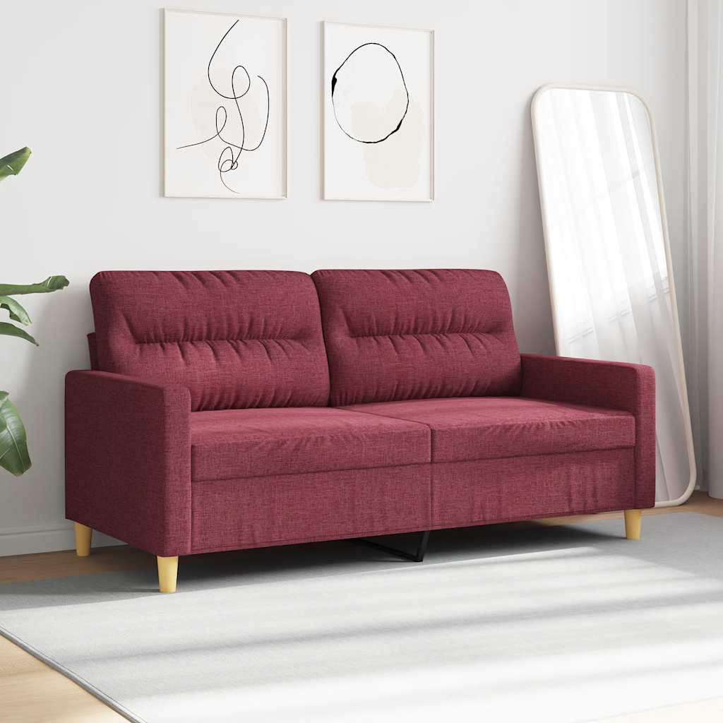 Sofa 2-osobowa, winna czerwień, 140 cm, tapicerowana tkaniną
